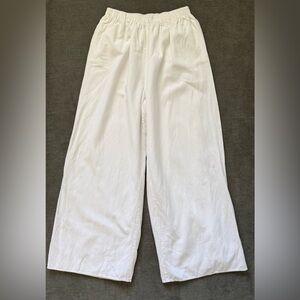 Malibu Bum White Wide Leg Cotton Pants Coastal Resort Beachy Size M